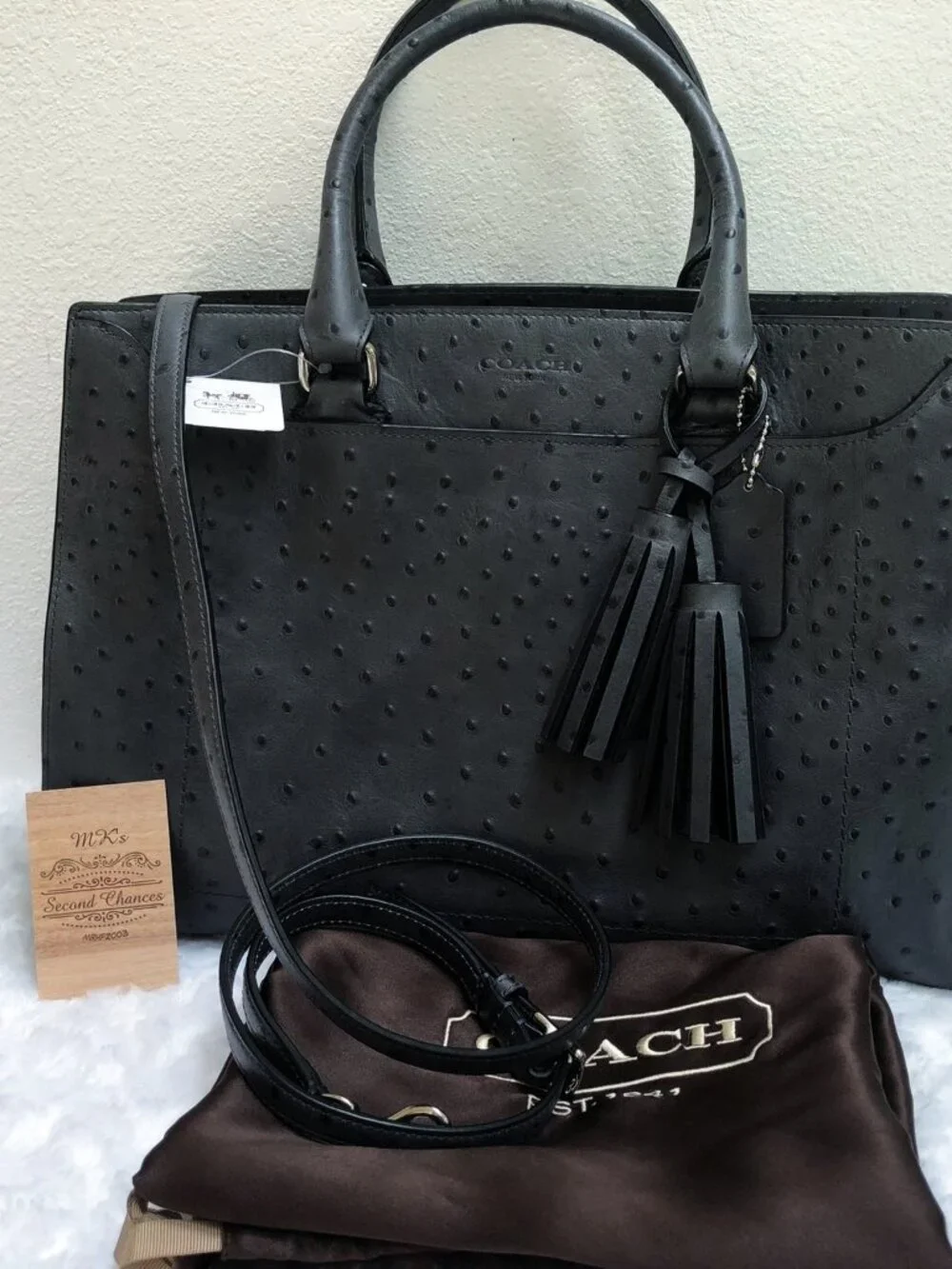 NWT COACH LEGACY PINNACLE LEIGHTON OSTRICH EMBOSSED CARRYALL - 23502 - Charcoal